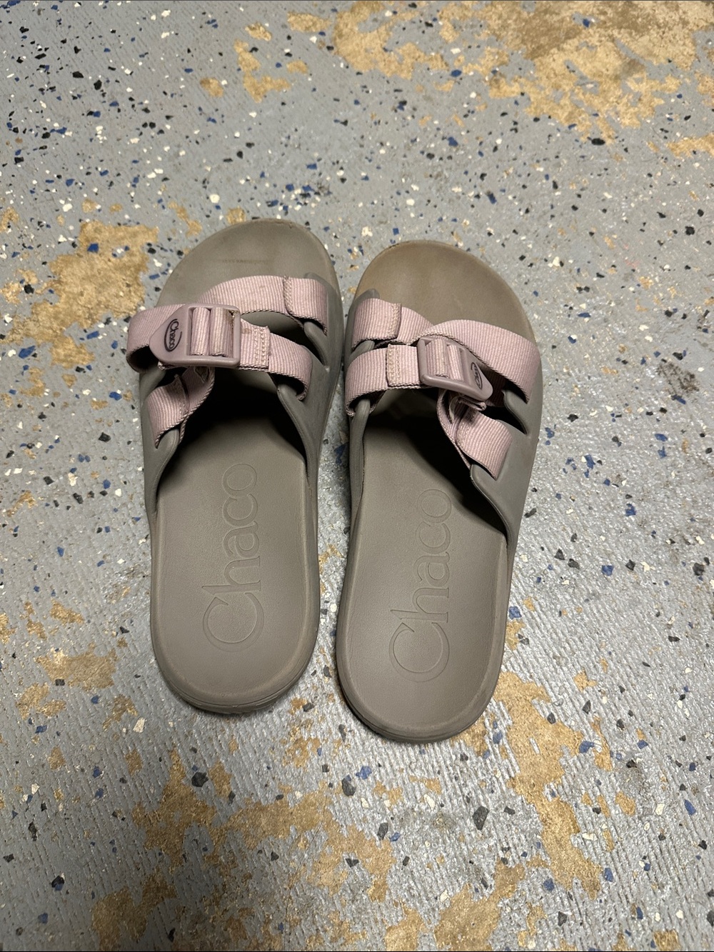 Chaco Slide Sandals in Mauve and Olive Gray - Picture 2 of 2